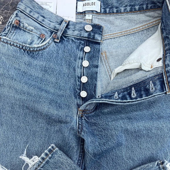 AGOLDE Lana Distressed Straight Leg Jeans Size 25 - Picture 4 of 9